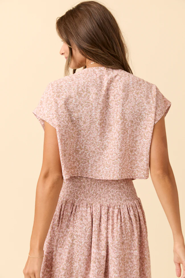 Cleo Pink Floral Tie Front Skirt Set - Terpint