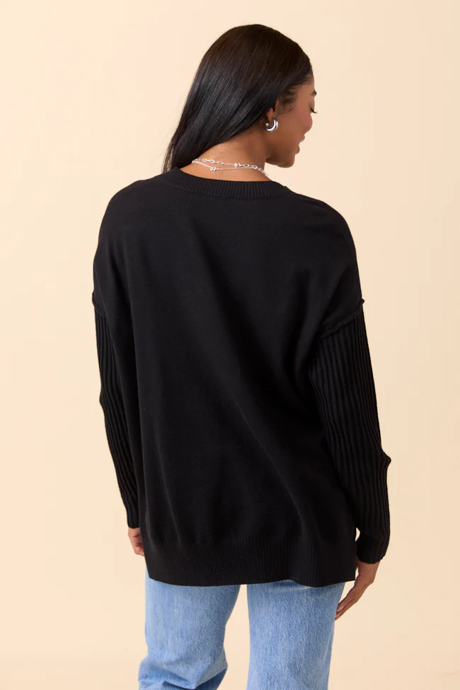 Mariah Black Relaxed Long Sleeve Pullover Tunic DOORBUSTER - Terpint