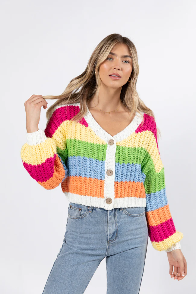Little Bit More Multi Stripe Cardigan FINAL SALE - Terpint