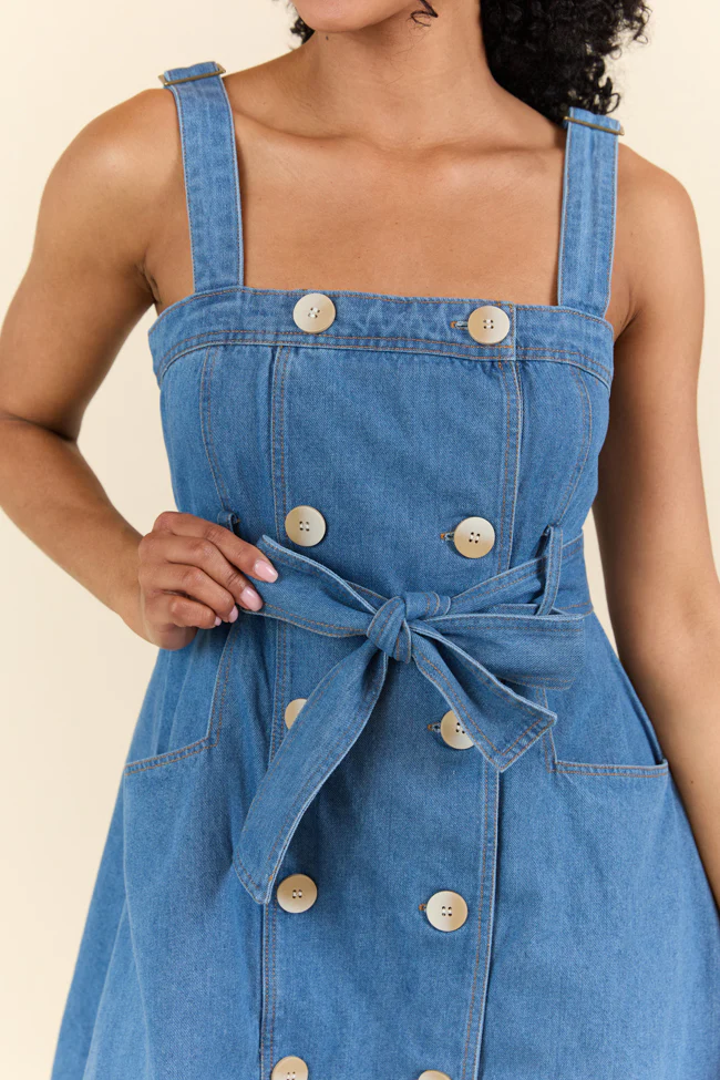 Bless Your Heart Button Denim Dress DOORBUSTER - Terpint