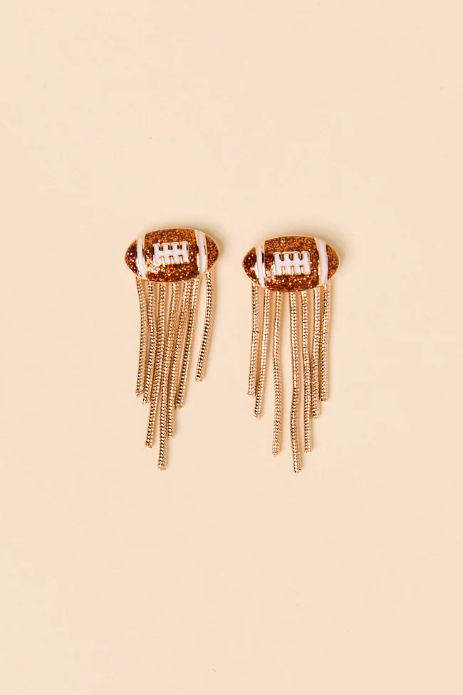 Jackson Brown Football Fringe Earrings - Terpint