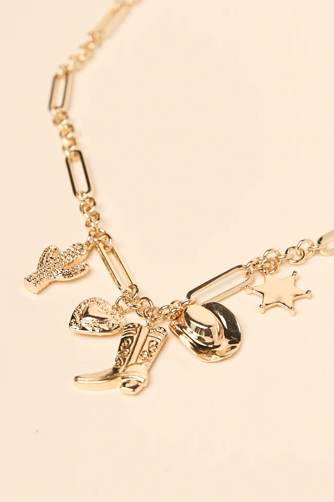 Nina Gold Western Charm Necklace - Terpint