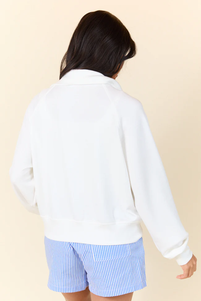 Going Pro White Half Zip Pocket Sweatshirt SALE - Terpint