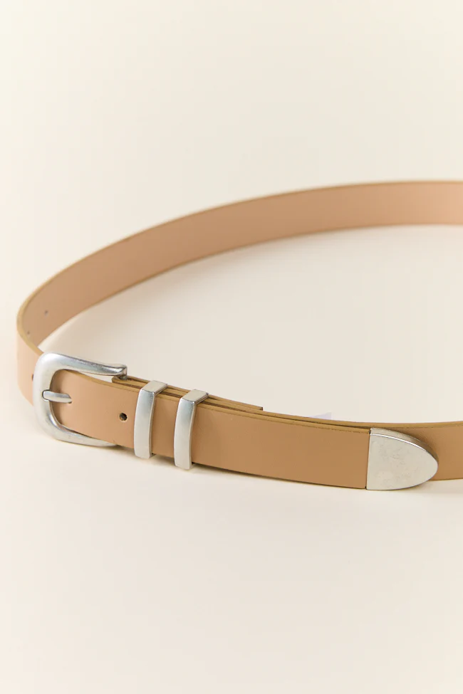 Basic Silver Buckle Tan Belt - Terpint