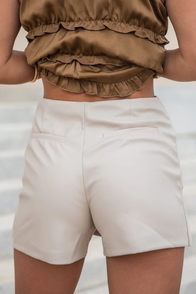 Around It All Cream Faux Leather Wrap Skort FINAL SALE - Terpint