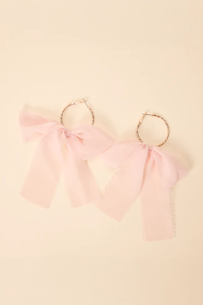 Molly Pink Bow Hoop Earrings - Terpint
