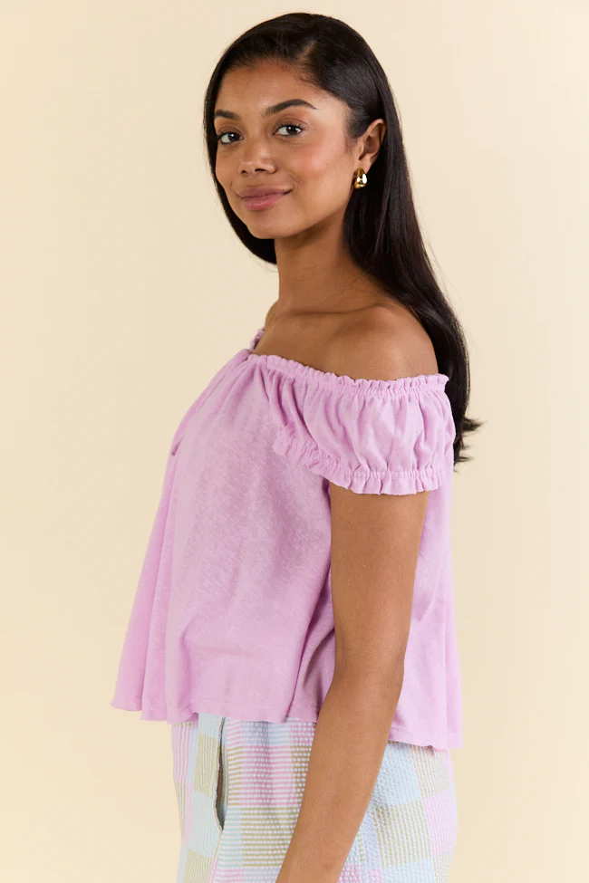Minimal Essence Purple Off To Shoulder Knit Top FINAL SALE - Terpint
