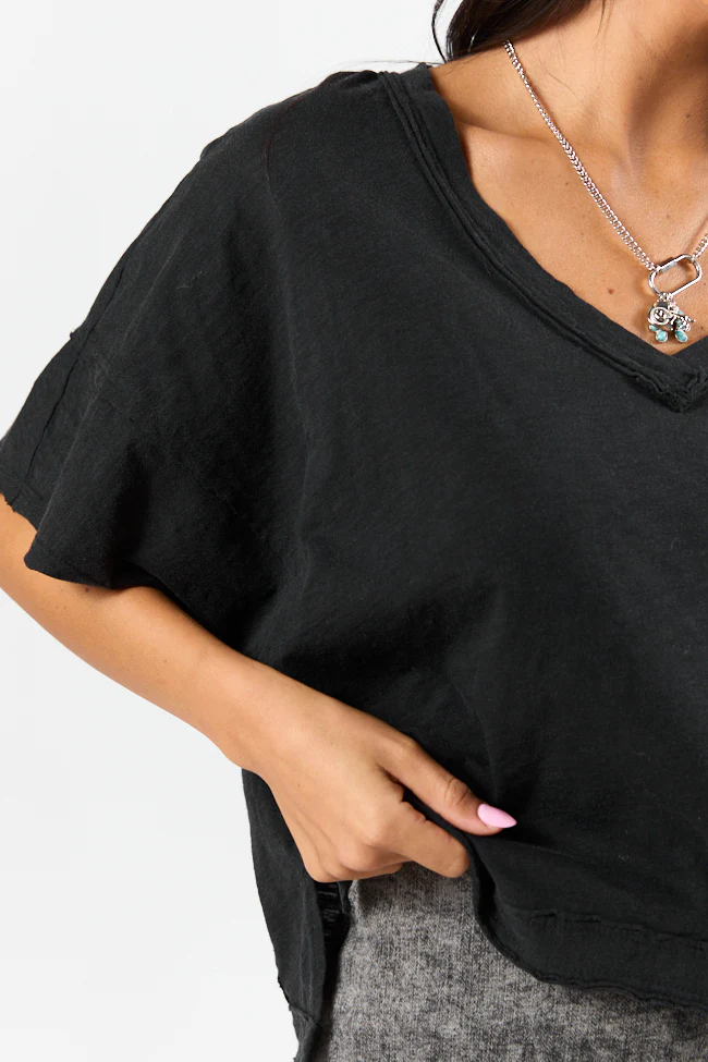 Rooted Essential Black V-Neck Tee DOORBUSTER - Terpint
