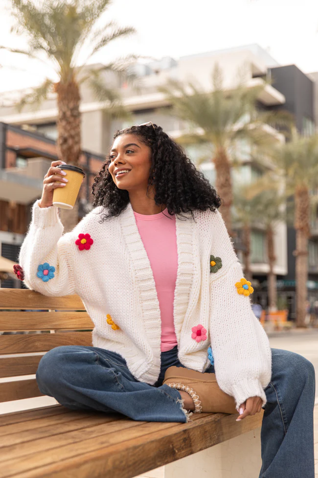 The Way I Feel Ivory Multi Flower Embroidered Cardigan FINAL SALE - Terpint