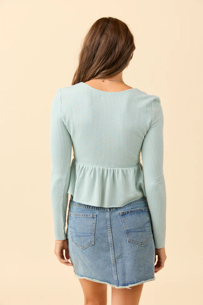 Susan Green Long Sleeve Peplum Knit Top - Terpint