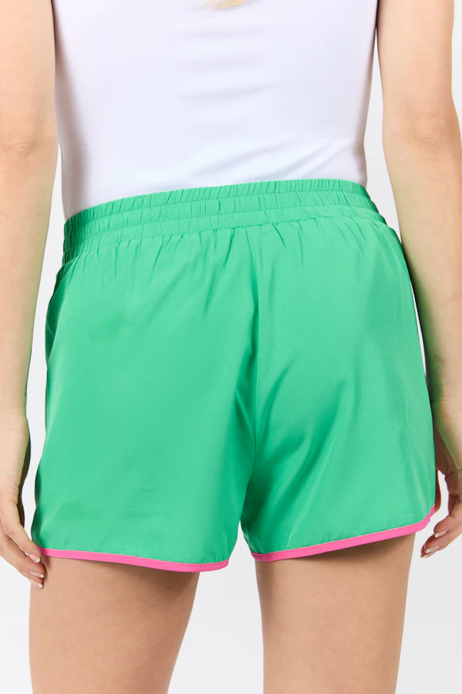 On The Move Green and Pink Running Shorts With Contrast Trim FINAL SALE - Terpint