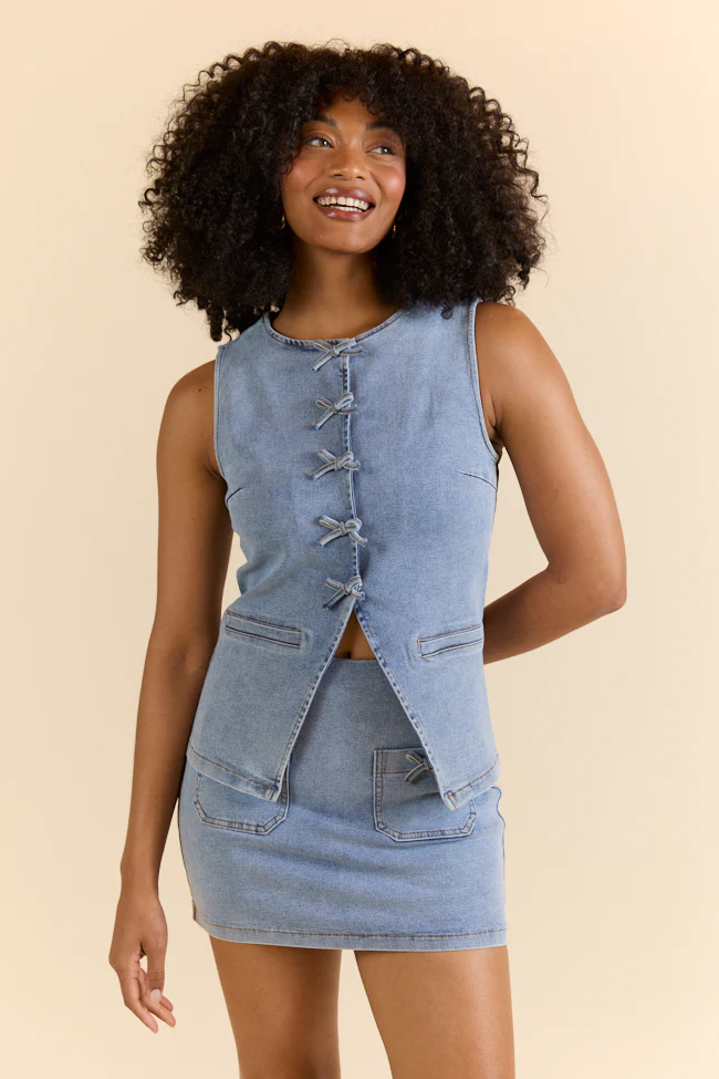 Western Ties Bow Denim Vest - Terpint