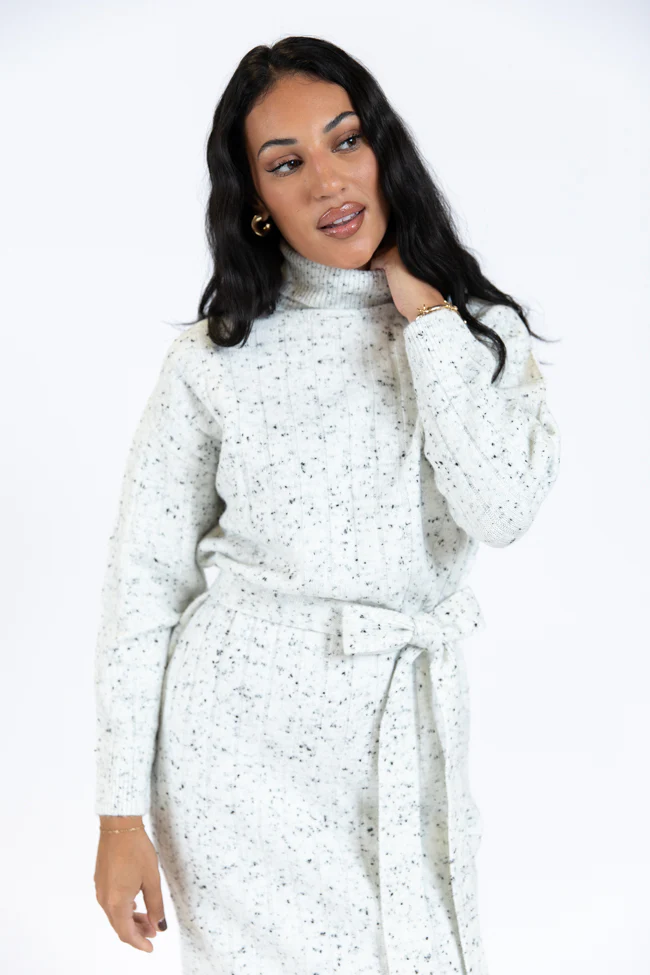 Belong To Me Grey Slub Knit Belted Midi Dress FINAL SALE - Terpint