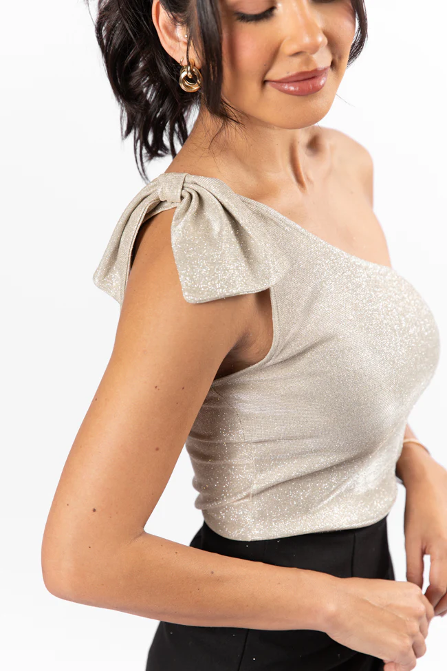 Meaning Of Love Gold Shimmer Bow Strap Bodysuit FINAL SALE - Terpint