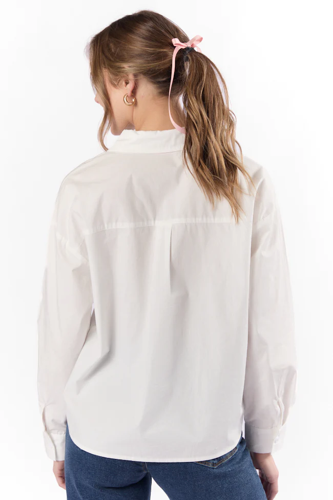 All My Love Heart Pocket Ivory Button Down Blouse FINAL SALE - Terpint