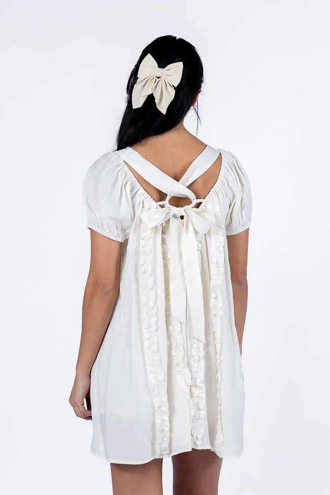 Tell Them About Me Ivory Ruffle Front A-Line Romper Dress FINAL SALE - Terpint