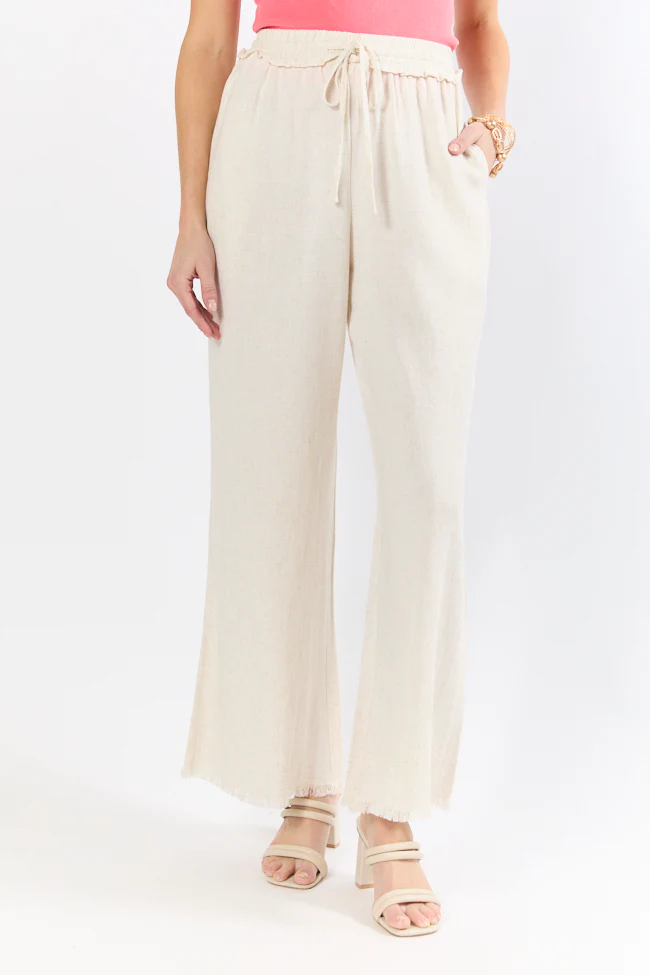 Full Sail Beige Linen Blend Pull On Pants FINAL SALE - Terpint