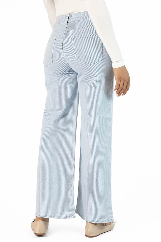 Sutton Striped Wide Leg Patch Pocket Jeans SALE - Terpint
