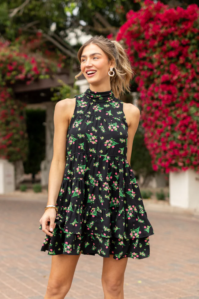 Called It Black Floral Print Mini Dress FINAL SALE - Terpint