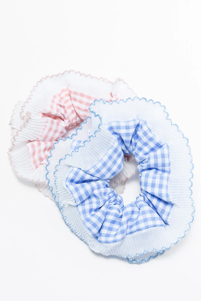Pink and Blue Gingham Scrunchie Set FINAL SALE - Terpint