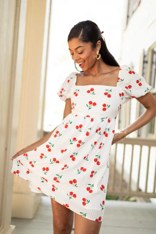 One Day At A Time Cherry Print Mini Dress FINAL SALE - Terpint