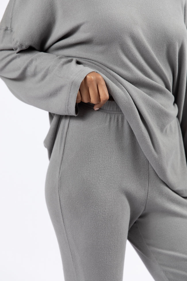 The Perfect Charcoal Brushed Rib Flare Pants Set FINAL SALE - Terpint