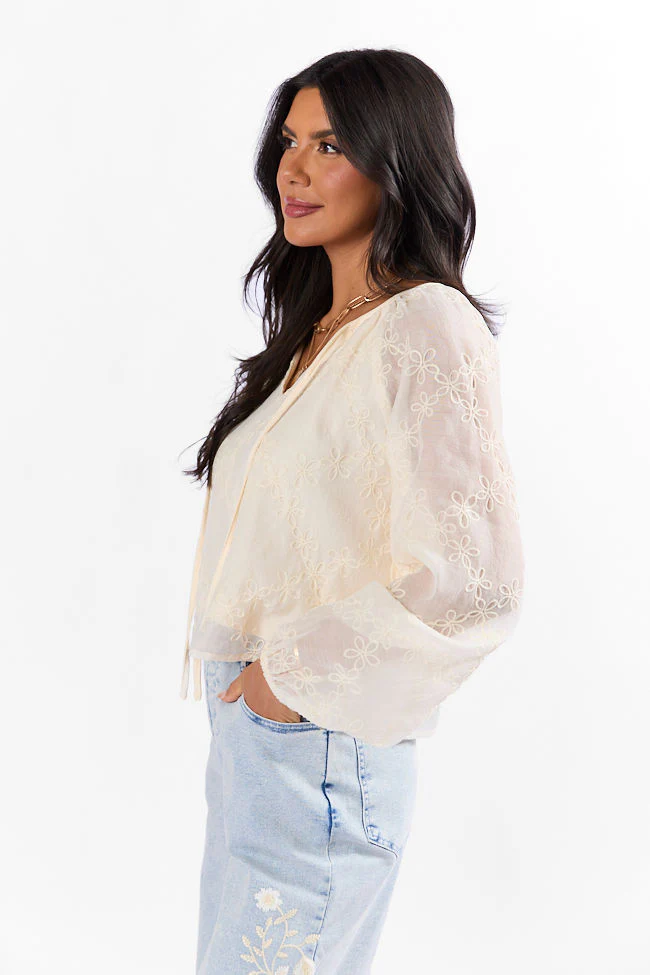 Face The Music Cream Embroidered Blouse FINAL SALE - Terpint