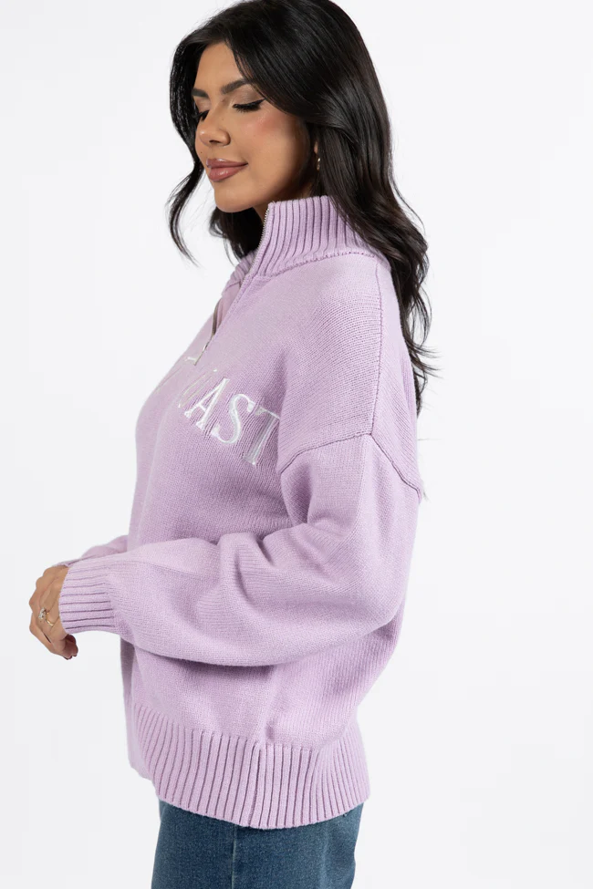 Roll With It Purple West Coast Quarter Zip Sweater FINAL SALE - Terpint