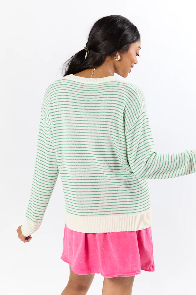 Cart Girl Green and Pink Striped Sweater - Terpint
