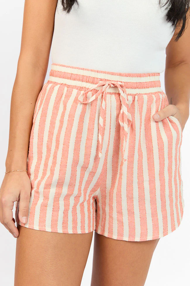 With The Tide Coral Striped Pull On Shorts FINAL SALE - Terpint