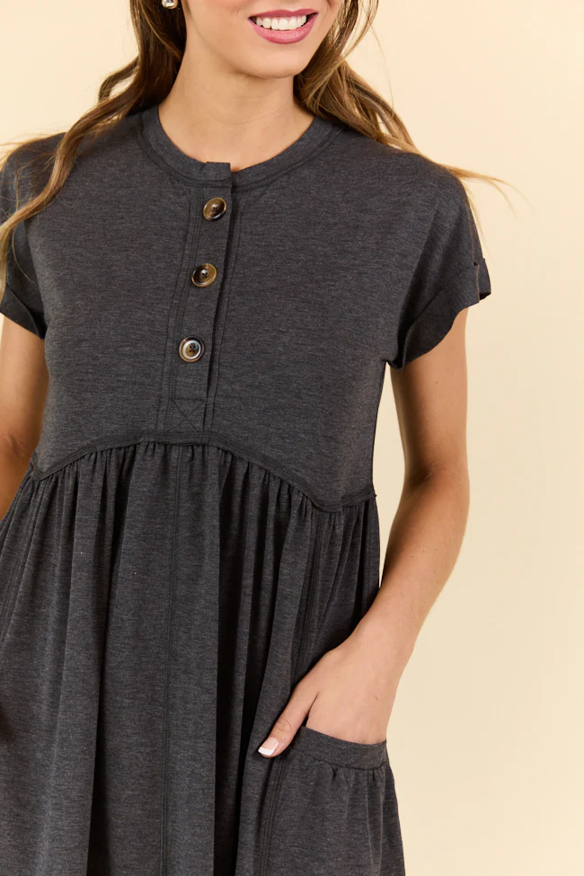 What's The Occasion Black Button Knit Dress SALE - Terpint