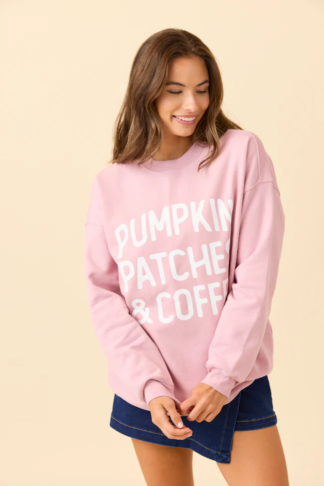 Pumpkin Patches & Coffee Mauve Graphic Sweatshirt - Terpint