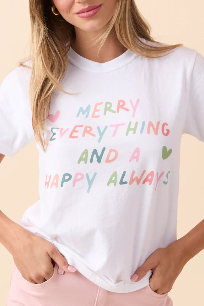 Merry Everything White Graphic Tee - Terpint