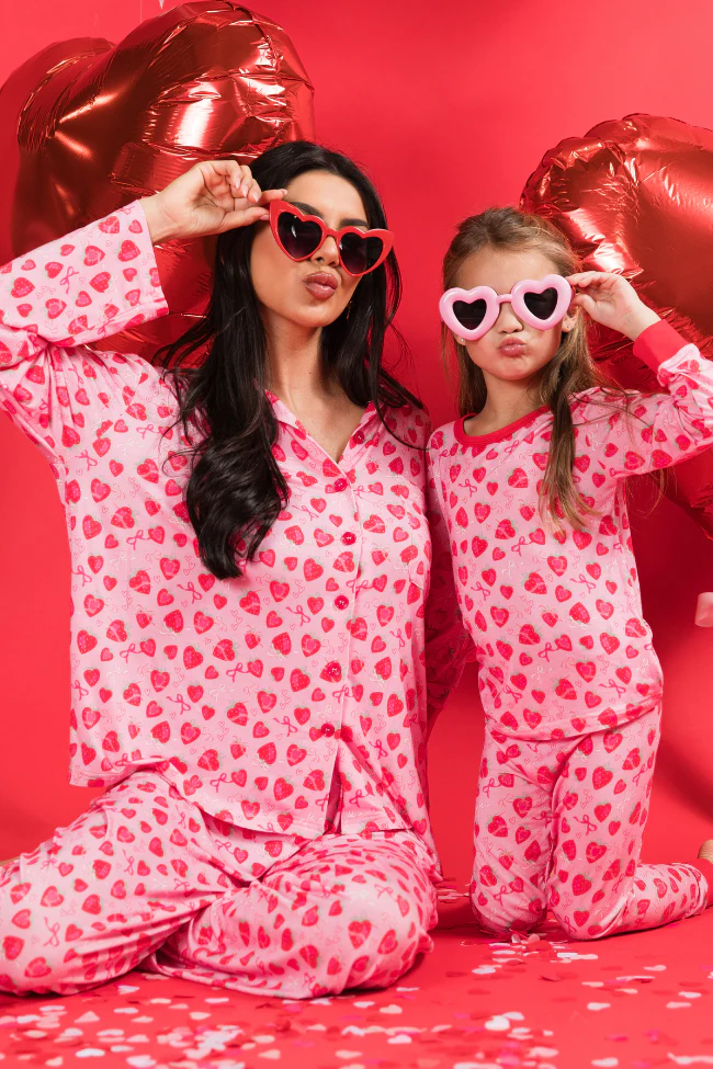 Kid's Sweet Dreams Strawberry Hearts Pajama Set FINAL SALE - Terpint