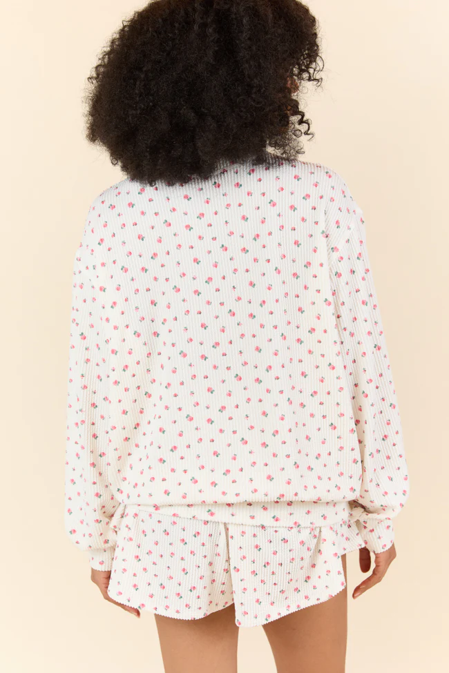 Just Focus Ivory Florette Long Sleeve Shirt FINAL SALE - Terpint
