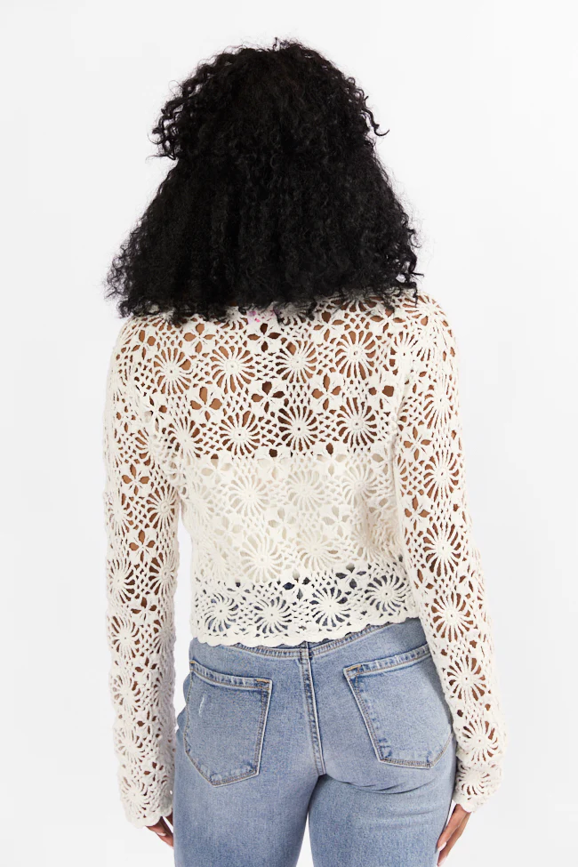 Unbeatable Memories Long Sleeve Ivory Crochet Cardigan FINAL SALE - Terpint
