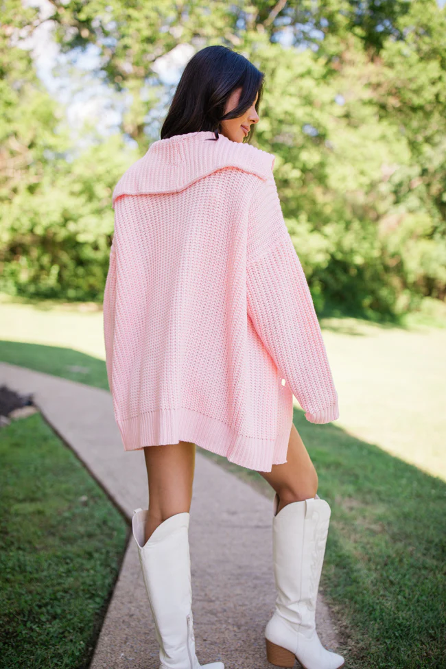 All In Theory Pink Oversized Cardigan - Terpint
