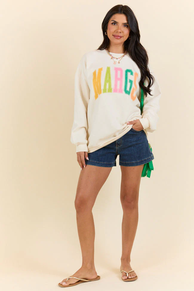 Margs Multi Block Cream Graphic Sweatshirt - Terpint