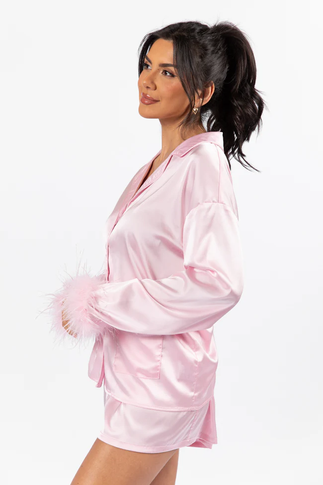 Early Riser Pale Pink Satin Pajama Top FINAL SALE - Terpint
