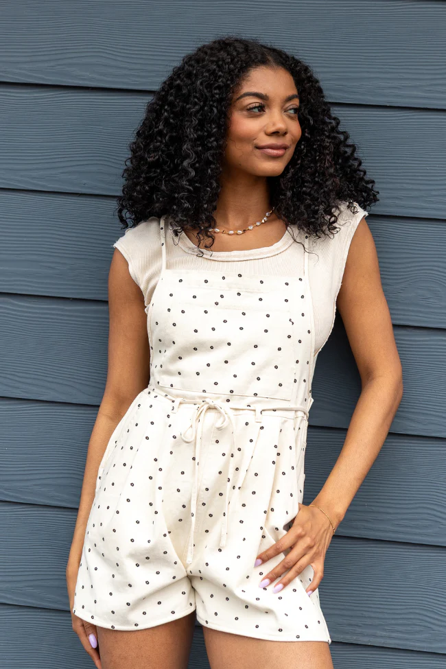 Better Perspective Black and White Daisy Denim Romper - Terpint