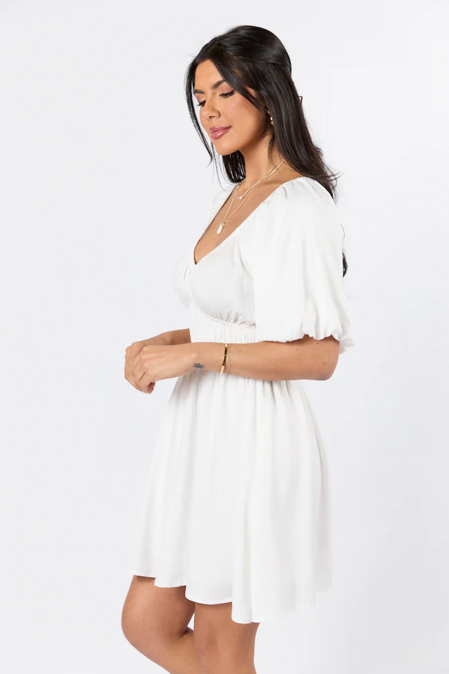 When In Paradise White Solid Mini Dress FINAL SALE - Terpint