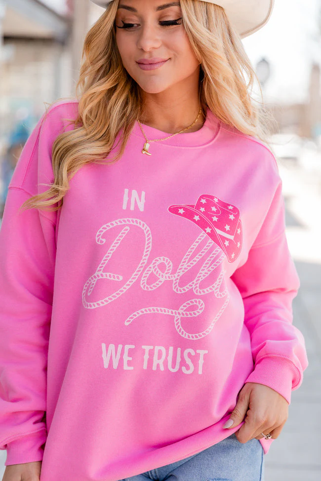 In Dolly We Trust Pink Graphic Sweatshirt - Terpint