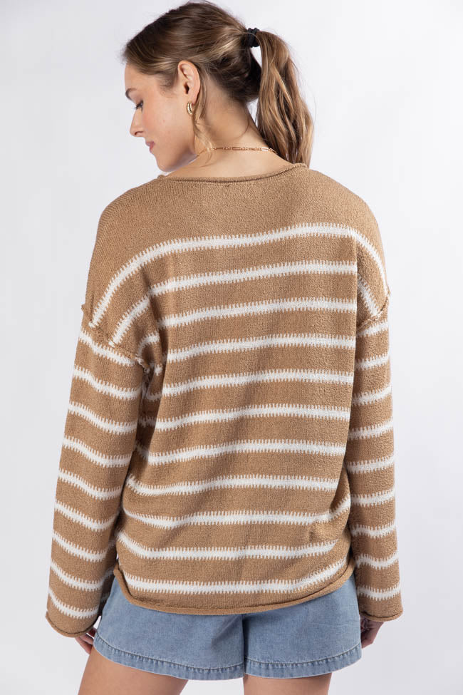 Road Trip Tan and Ivory Striped Sweater FINAL SALE - Terpint
