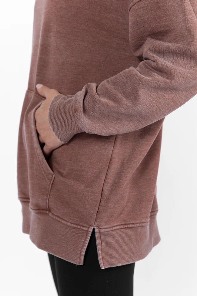 Ways To Go Brown Acid Wash Oversized Hoodie FINAL SALE - Terpint