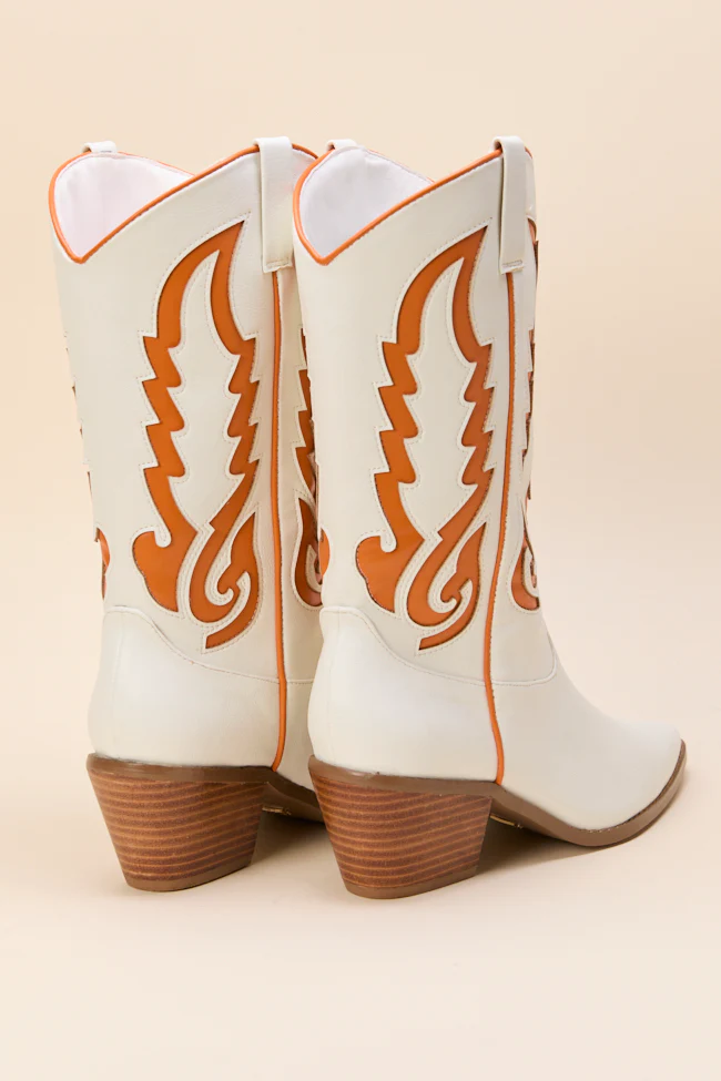 Patti Orange and White Western Boots - Terpint