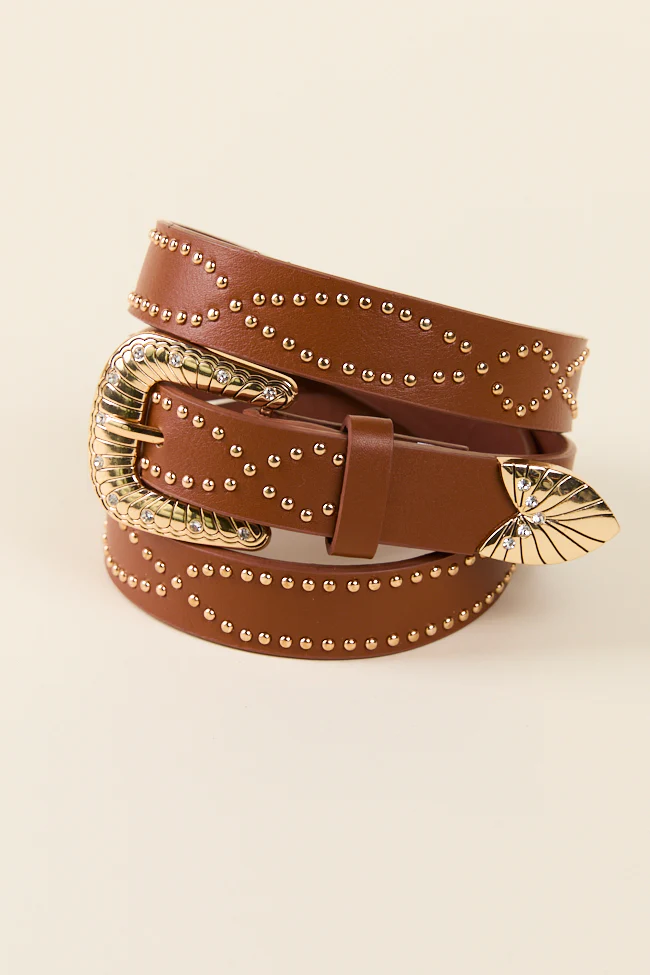 Brown Studded Western Belt - Terpint