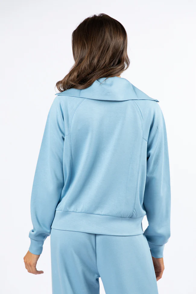 Let's Just Stay Blue Quarter Zip Knit Pullover FINAL SALE - Terpint