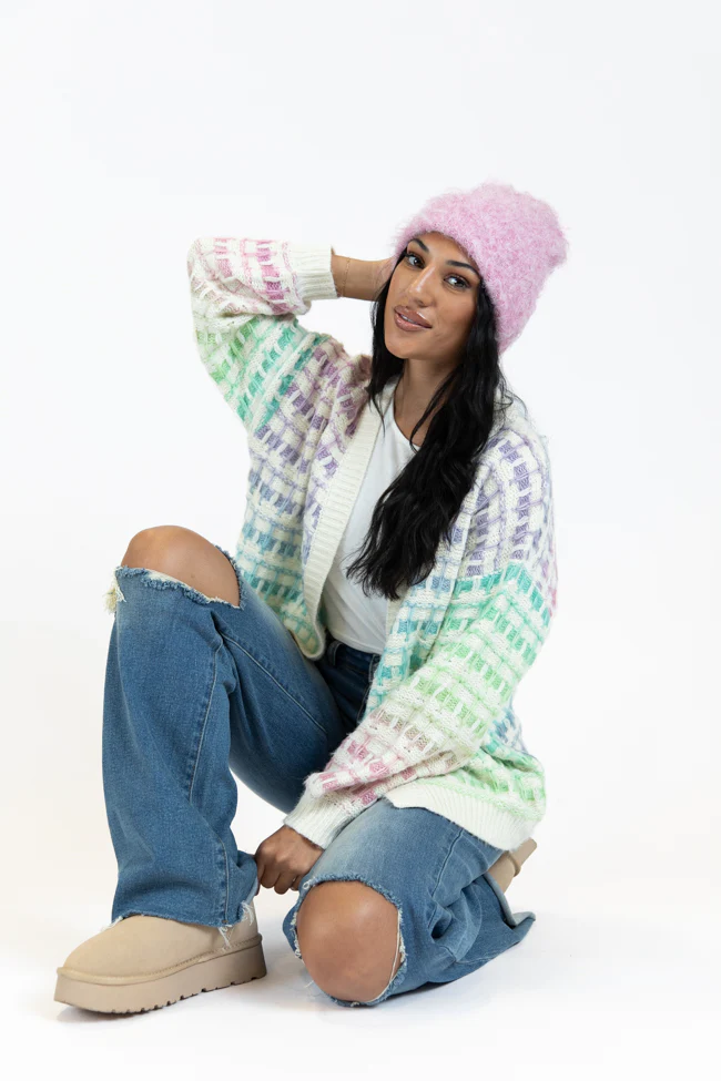 Have It All Cream Multi Color Waffle Cardigan FINAL SALE - Terpint