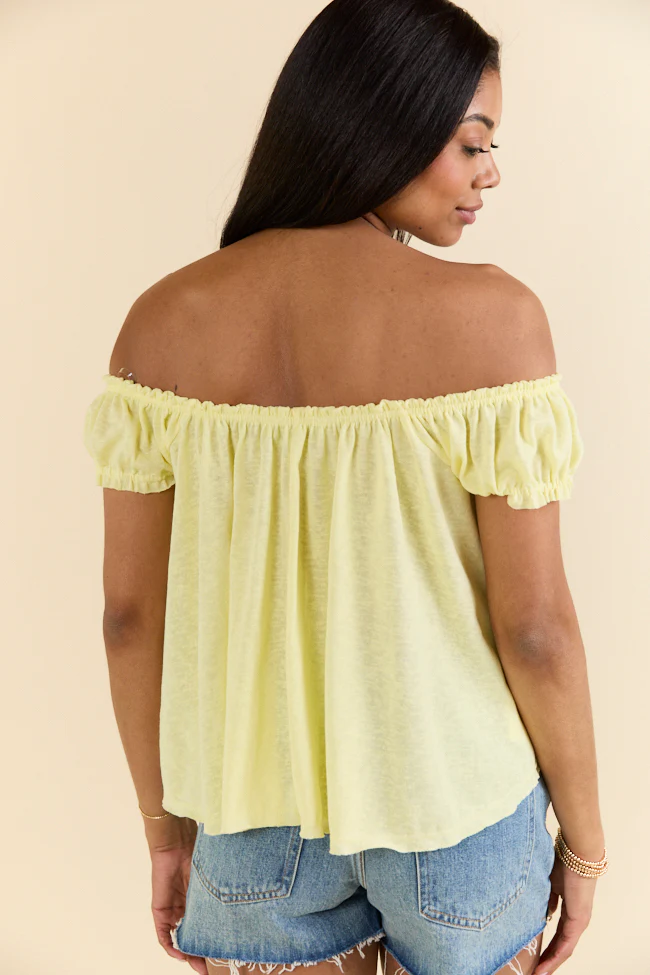 Minimal Essence Yellow Off To Shoulder Knit Top FINAL SALE - Terpint
