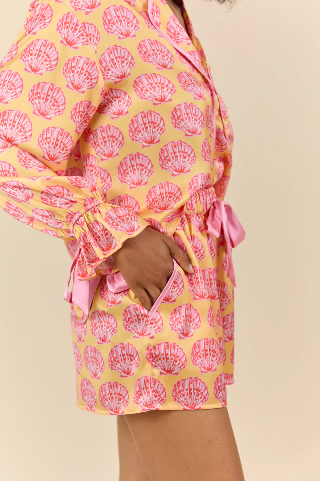Seashell Serenity Satin Pajama Shorts FINAL SALE - Terpint